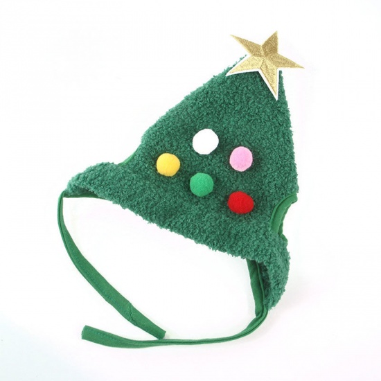 緑-Sクリスマスポリエステル猫犬の帽子ペットの服、1個 の画像
