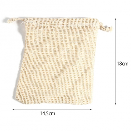 Picture of Cotton Drawstring Bags Beige (Usable Space: Approx 16x14.5cm) 18cm x 14.5cm, 5 PCs