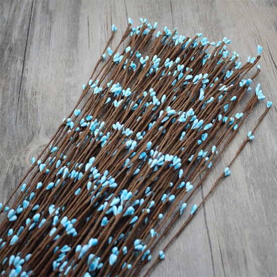 Image de Bleu - 8 # petits étamines en rotin bricolage guirlande accessoires faits à la main 65 cm de long, 10 pièces