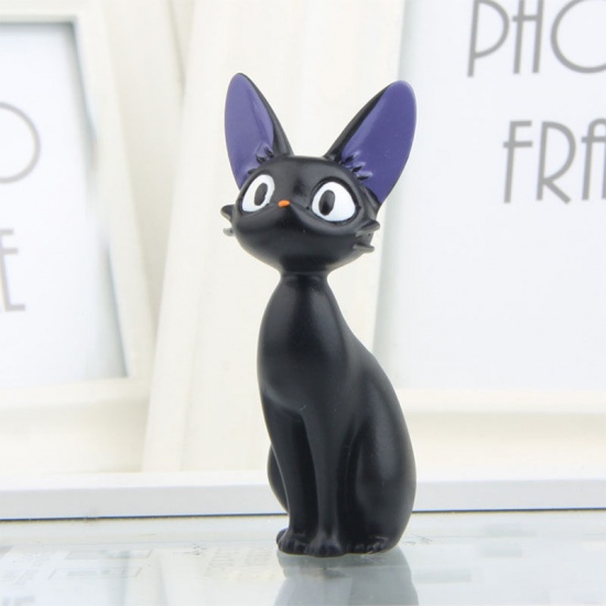 Picture of Black - 3# Cute Cat Resin Micro Landscape Miniature Craft Decoration 7.2x3.1cm, 1 Piece