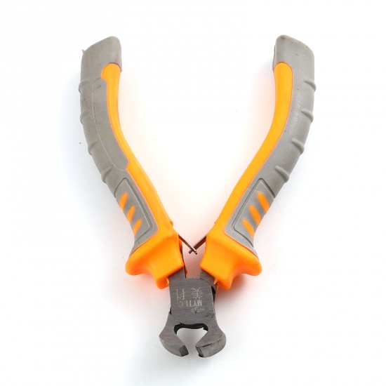 Picture of 45 Carbon Steel & Plastic Jewelry Tool Pliers Gray & Orange 10.6cmx 6.5cm, 1 Piece