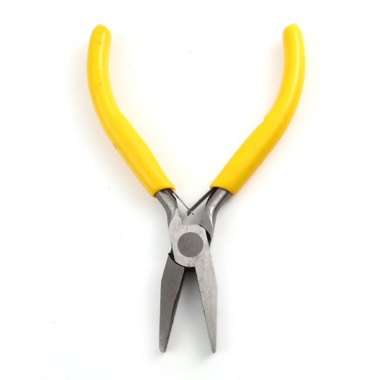 Picture of 45 Carbon Steel & Plastic Jewelry Tool Toothless Pliers Yellow 12.2cmx 6.2cm, 1 Piece