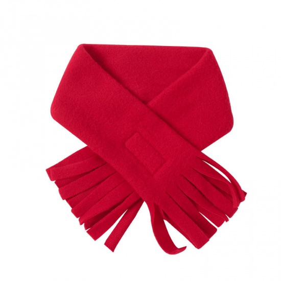 Immagine di Red - 43x5cm New Year Velvet Cat Dog Scarf With Tassel Pet Supplies, 1 Piece
