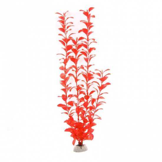 Immagine di Orange-red - 21# PVC Artificial Aquatic Plants Landscape Miniature Aquarium Decoration 40cm long, 1 Piece