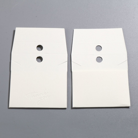 Immagine di Carta Cartoncini Espositori per Gioielli Geometrica Bianco Sporco " THANK YOU " 8.9cm x 5.8cm, 50 Pz