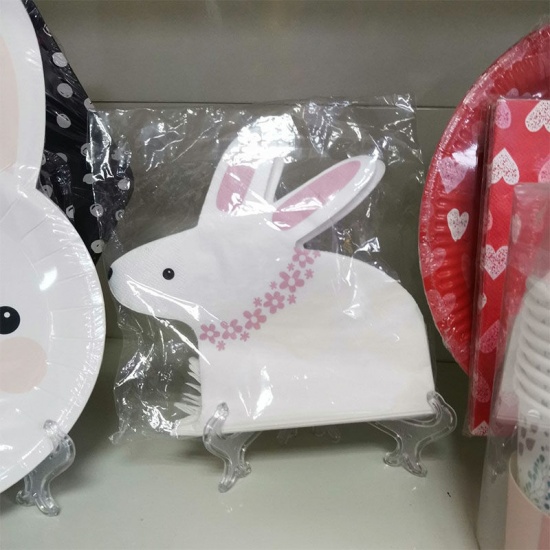 Picture of White - Cute Easter Rabbit Paper Disposable Tissue Children's Party Tableware 16.5x16.5cm, 1 Set(20 PCs/Set)
