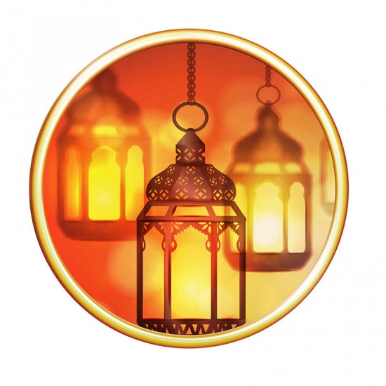Immagine di Golden & Orange - 3# Ramadan Festival Eid Mubarak PVC Wall Stickers Home Decoration 30cm Dia., 1 Piece