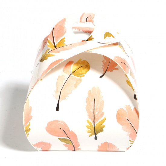 Picture of Paper Packing & Shipping Boxes Geometric Peach Pink Feather Pattern 6.5cm x 5.5cm x 5.5cm 10 PCs
