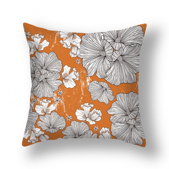 Picture of Orange - 6# Easter Flower Pattern Short Plush Velvet Square Pillowcase Home Textile Decoration 45x45cm, 1 Piece