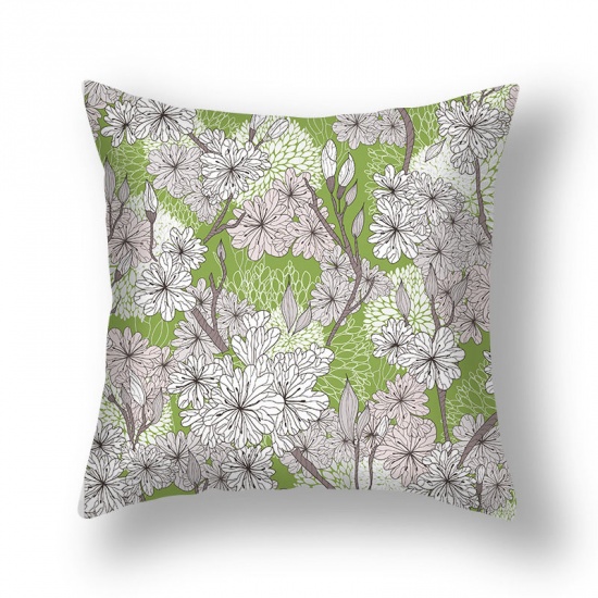 Picture of Green - 9# Easter Flower Pattern Short Plush Velvet Square Pillowcase Home Textile Decoration 45x45cm, 1 Piece