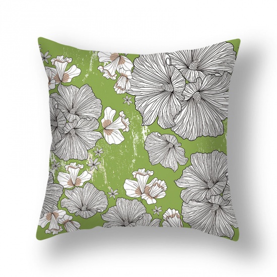 Picture of Green - 10# Easter Flower Pattern Short Plush Velvet Square Pillowcase Home Textile Decoration 45x45cm, 1 Piece