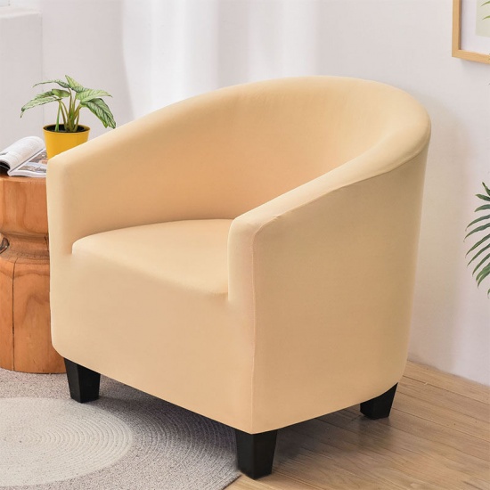 Immagine di Beige - Spandex Solid Color Elastic Sofa Seater Seat Cover Protector Washable Furniture Slipcover 65cm - 90cm, 1 Piece