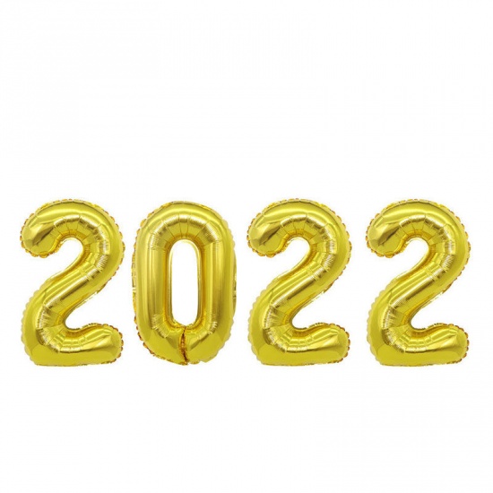 Bild von Golden - 1# Nummer " 2022 " Aluminium Folienballon Neujahr Party Dekorationen 40cm lang, 1 Set