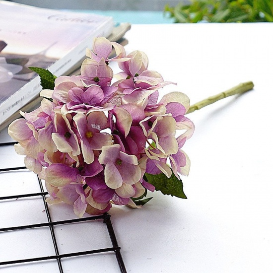 Image de Violet - 4 # Fleur d'hortensia artificielle en plastique et fausse soie Dim pour la décoration de la maison de fête de mariage 36 cm de long, 1 pièce