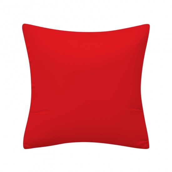 Immagine di Red - 15# Double-sided Solid Color Polyester Square Pillowcase Home Textile 45x45cm, 1 Piece