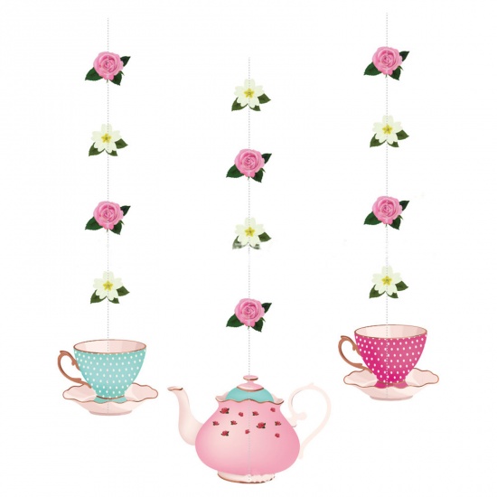 Immagine di Multicolor - Paper Tea Party Mother's Day DIY Crafts Hanging Decoration 120cm long, 1 Set（3 PCs/Set）