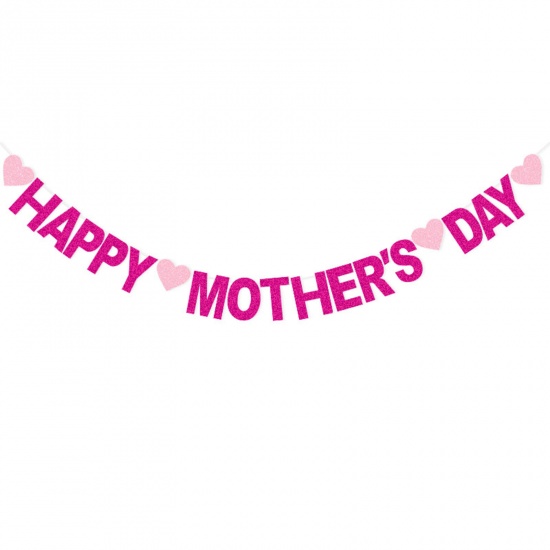 Picture of Fuchsia & Pink - Paper Happy Mother's Day Banner Party Decorations 3m long, 1 Piece