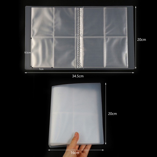 Picture of PP Jewelry Holder Storage Book Album With 160 Card Slots Rectangle Transparent Clear 20cm x 16cm x 2.5cm 1 Piece