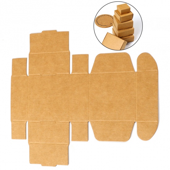Picture of Paper Jewelry Gift Packing & Shipping Boxes Square Brown 5.5cm x 5.5cm x 2.5cm , 10 PCs