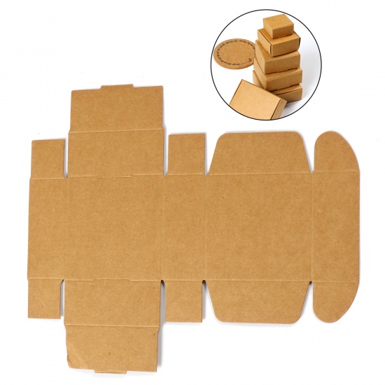 Picture of Paper Jewelry Gift Packing & Shipping Boxes Square Brown 7cm x 7cm x 3cm , 10 PCs