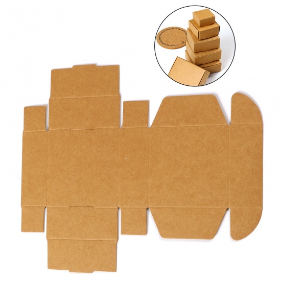 Picture of Paper Jewelry Gift Packing & Shipping Boxes Square Brown 7.5cm x 7.5cm x 3cm , 10 PCs