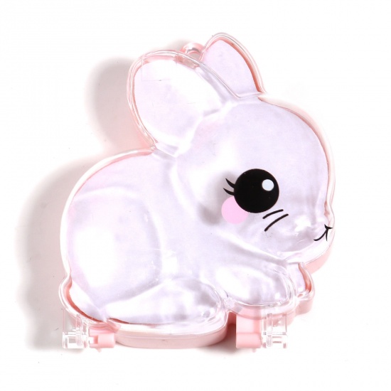 Picture of Plastic 8 Slots Ring Display Box Storage Containers Rabbit Animal Pink 10.7cm x 8.8cm, 1 Piece