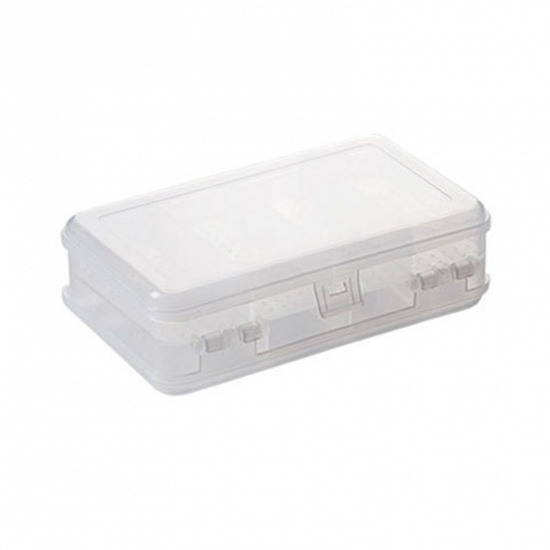 Picture of 10 Compartment Plastic Jewelry Storage Container Box Rectangle Transparent Clear Double Sided 15cm x 9cm, 1 Piece