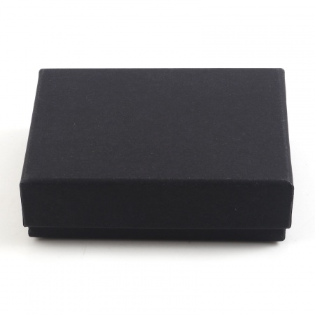 Paper Ring Earrings Jewelry Gift Box Rectangle Black 9.5cm x 7.5cm x 2.9cm , 1 Piece