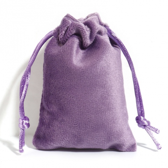 Imagen de Bolsa Cordón Pana de Rectángulo , Púrpura 10.5x9cm 12cm x 9cm, 5 Unidades