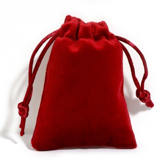 Imagen de Bolsa Cordón Pana de Rectángulo , Rojo 10.5x9cm 12cm x 9cm, 5 Unidades