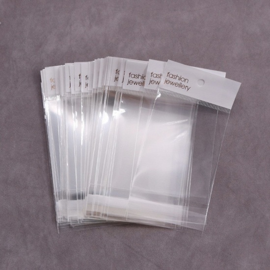 Bild von ABS Plastik Selbstklebende Beutel Rechteck Transparent 14cm x 6cm, 50 Stück