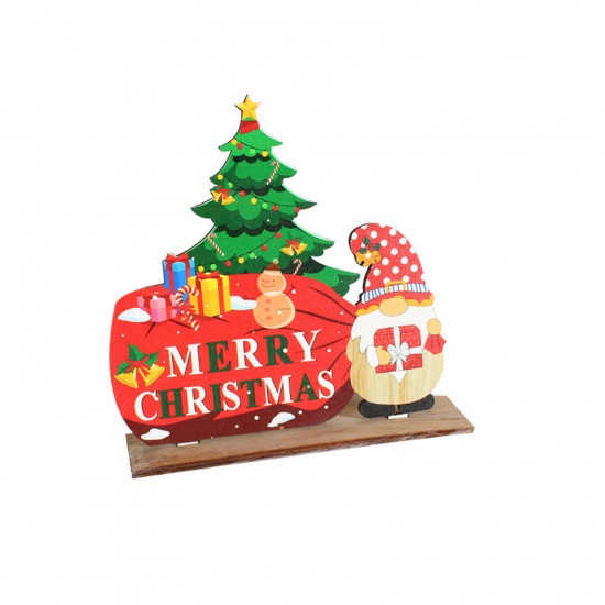 Picture of Multicolor - Wood Craft Ornaments Decorations Christmas Tree Faceless Gnome Elf 16x16x4cm, 1 Piece