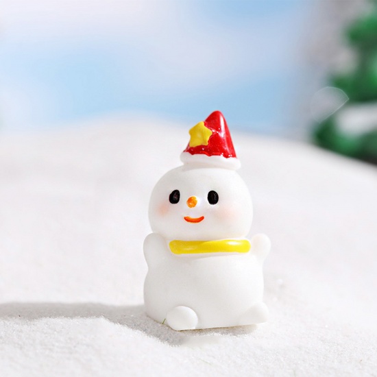 Изображение White - Resin Micro Landscape Miniature Home Decoration Christmas Snowman 2.8x3.9cm, 1 Piece
