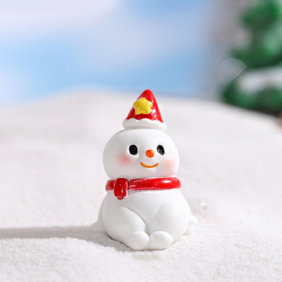 Изображение White - Resin Micro Landscape Miniature Home Decoration Christmas Snowman 2.1x4.1cm, 1 Piece
