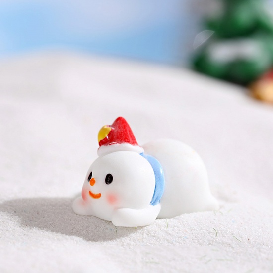 Изображение White - Resin Micro Landscape Miniature Home Decoration Christmas Snowman 3.8x2.5cm, 1 Piece