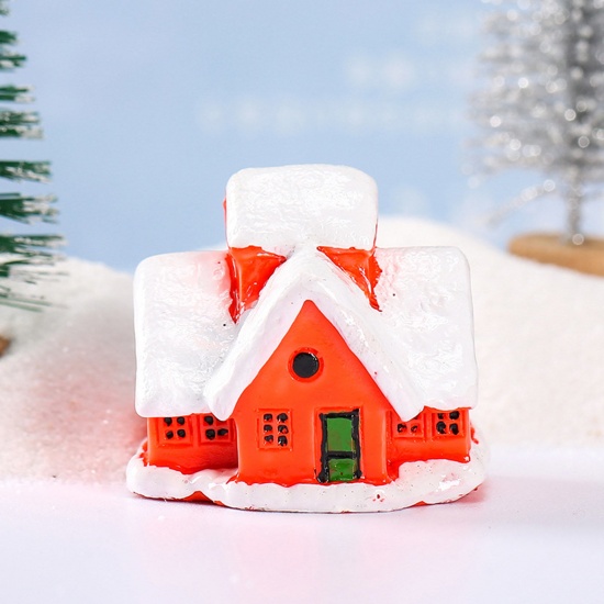 Изображение Red - Resin Micro Landscape Miniature Home Decoration Christmas House 3.5x3.8cm, 1 Piece