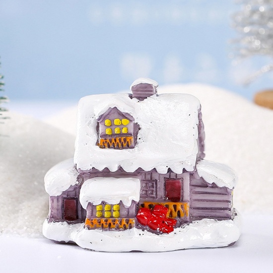Immagine di Gray - Resin Micro Landscape Miniature Home Decoration Christmas House 3.3x3.9cm, 1 Piece