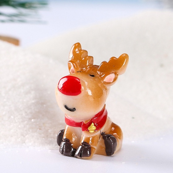 Immagine di Brown - Resin Micro Landscape Miniature Home Decoration Christmas Reindeer 2.5x1.5cm, 1 Piece