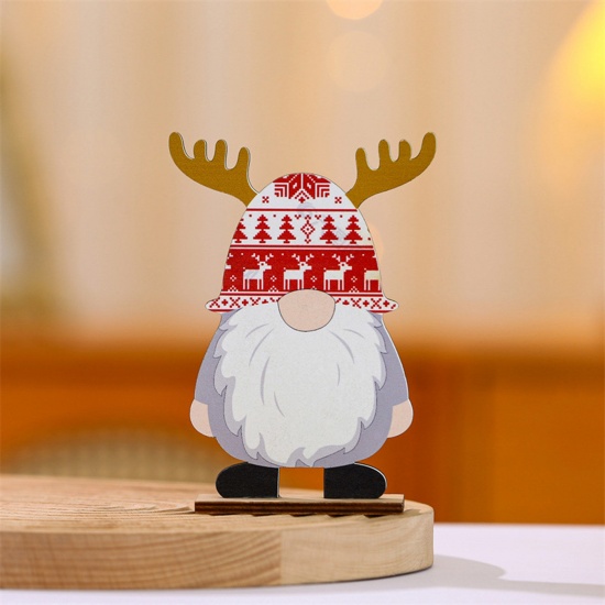 Picture of Red - Wood Craft Ornaments Decorations Christmas Faceless Gnome Elf 15x9.5cm, 1 Piece