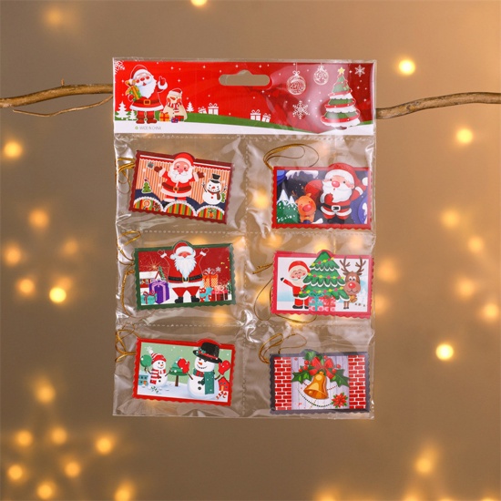 Picture of Multicolor - Paper Greeting Wishing Card Rectangle Christmas 25x18cm, 1 Set( 12 PCs/Set)