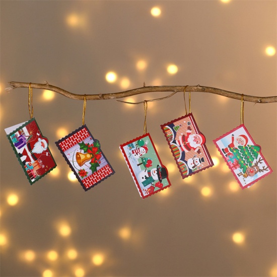 Picture of Multicolor - Paper Greeting Wishing Card Rectangle Christmas 25x18cm, 1 Set( 12 PCs/Set)