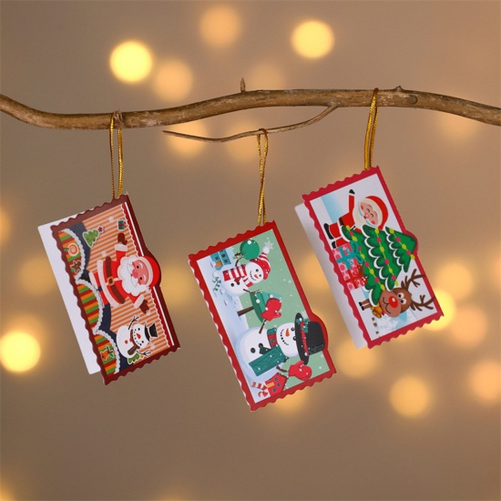 Picture of Multicolor - Paper Greeting Wishing Card Rectangle Christmas 25x18cm, 1 Set( 12 PCs/Set)