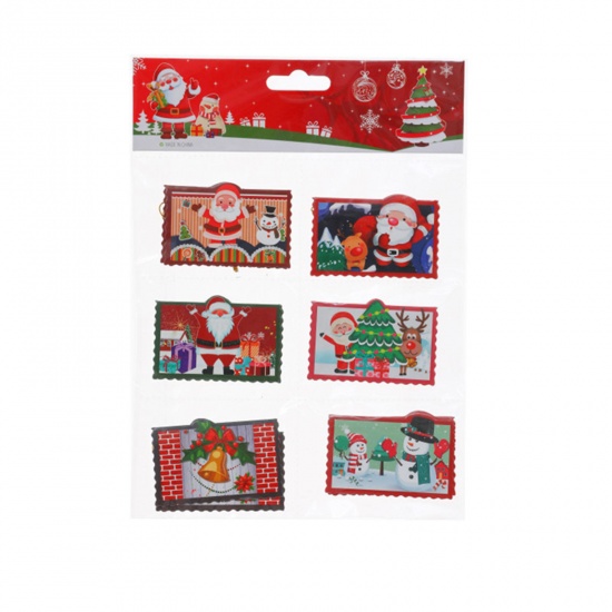 Picture of Multicolor - Paper Greeting Wishing Card Rectangle Christmas 25x18cm, 1 Set( 12 PCs/Set)