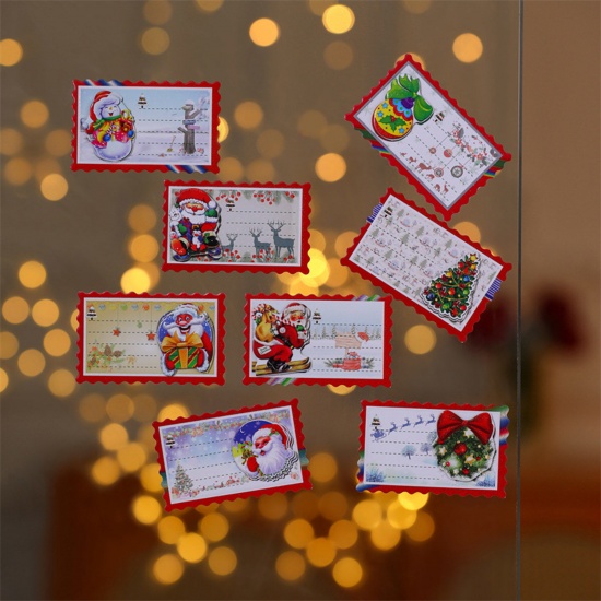 Picture of Multicolor - Paper Greeting Wishing Card Rectangle Christmas 28x18cm, 1 Set( 8 PCs/Set)