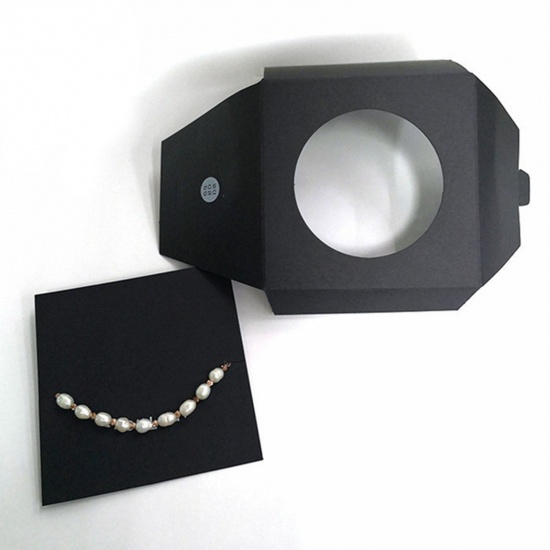 Picture of Paper Jewelry Gift Packing & Shipping Bags Square Black 9cm x 9cm , 2 PCs