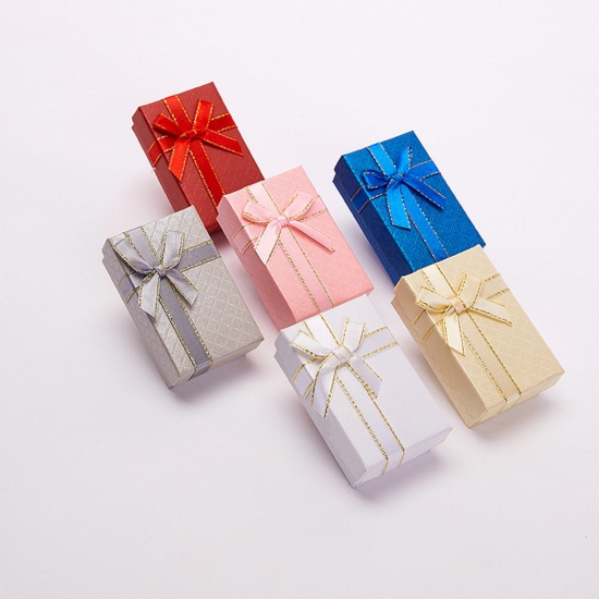 Picture of Paper Jewelry Gift Boxes Rectangle At Random Color Mixed 8cm x 5cm , 6 PCs