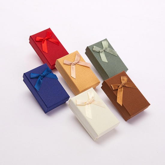 Picture of Paper Jewelry Gift Boxes Rectangle At Random Color Mixed 8cm x 5cm , 6 PCs