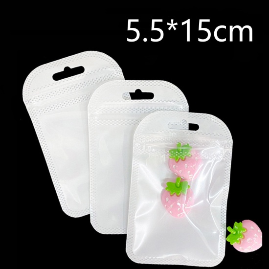 Picture of Plastic Grip Seal Zip Lock Bags Rectangle White 15cm x 5.5cm, 100 PCs