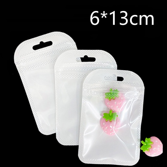 Picture of Plastic Grip Seal Zip Lock Bags Rectangle White 13cm x 6cm, 100 PCs