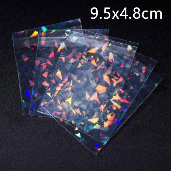Picture of Plastic Self Seal Self Adhesive Bags Rectangle Transparent Clear Holographic Laser 9.5cm x 4.8cm, 10 PCs